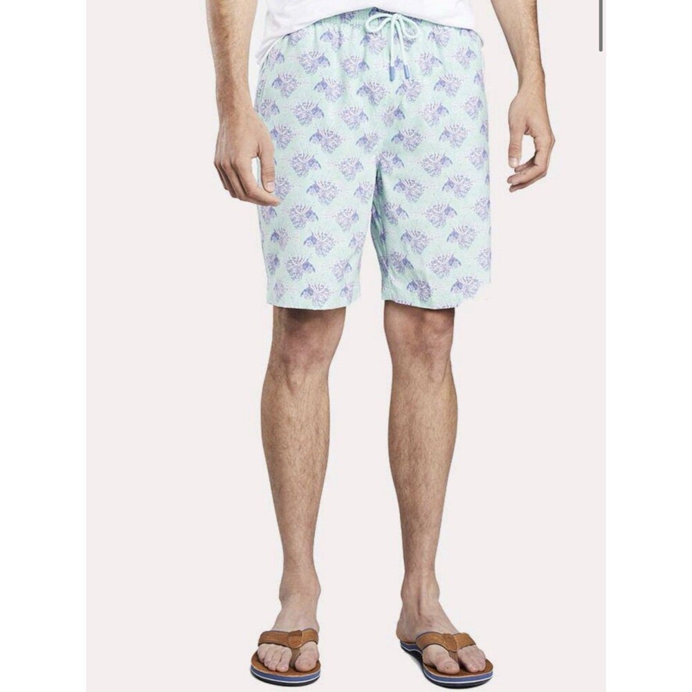Peter Millar Seaside Collection Swim Trunks Men's M Lionfish Print Mint Green
